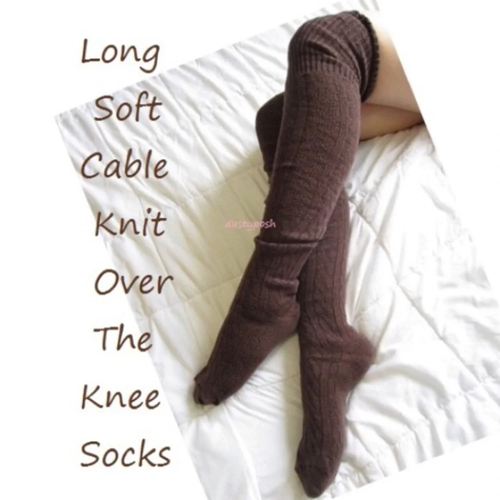Long Soft Thigh High Socks Brown Black Striped School Girl Halloween Lingerie